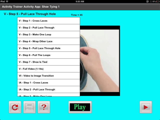 Shoe tying 1 pic 8 menu