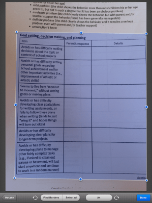 Selecting text in scanner pro