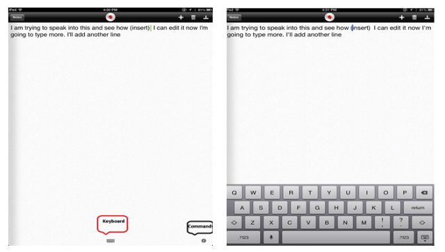 Dragon Dictate keyboard pictures