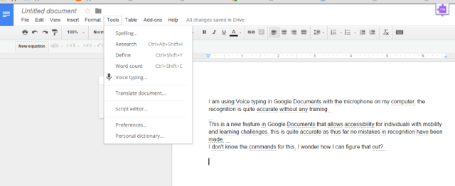 Voice typing screen shot 2